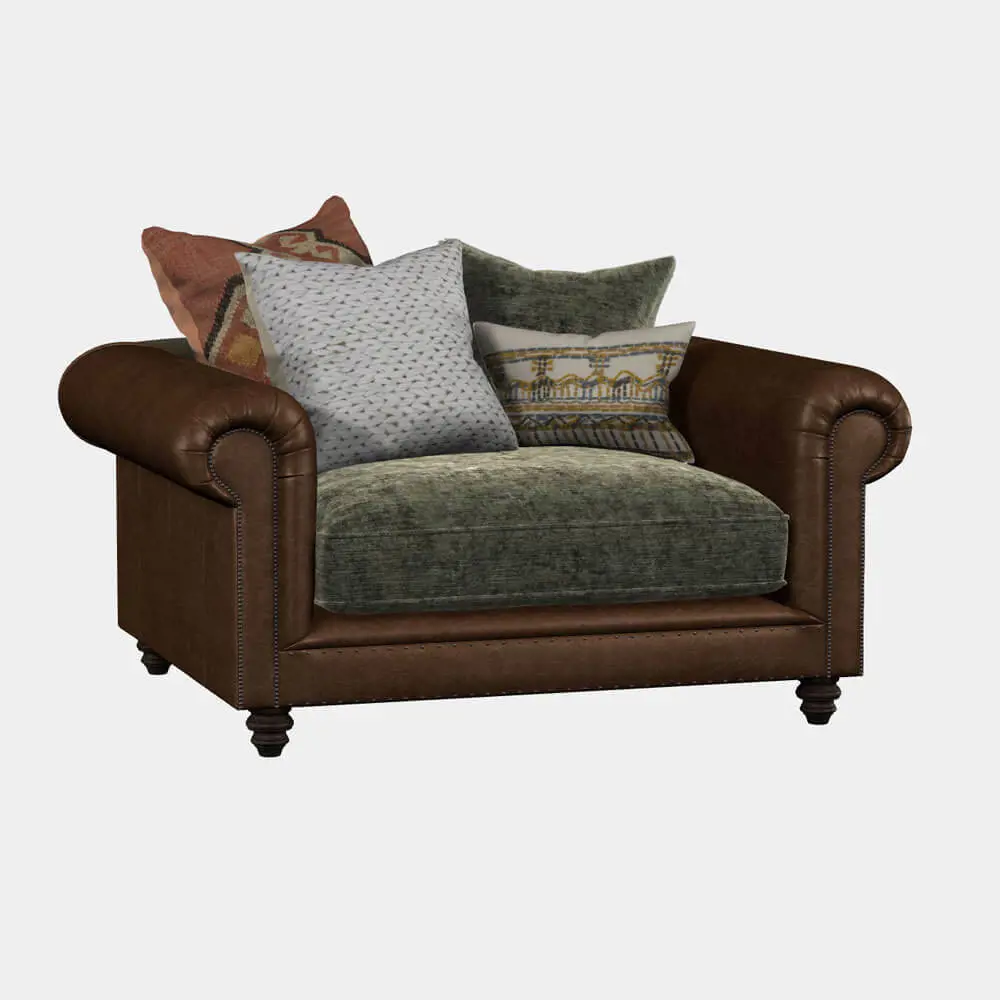 Constable Snuggler Chair Galveston Bark and Coco Velvet Olive